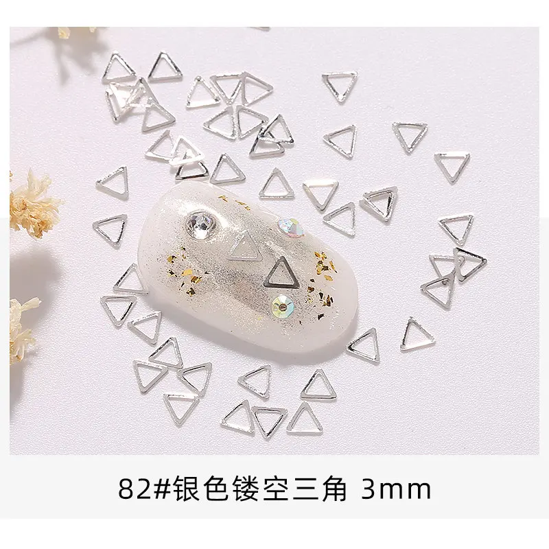 500pcs/lot Geometric Gold Feather Arrow Leaves Rivets Studs Metal Manicure Nail Art Accessories DIY Nail Decoration Charms 35-89 - Color: 82