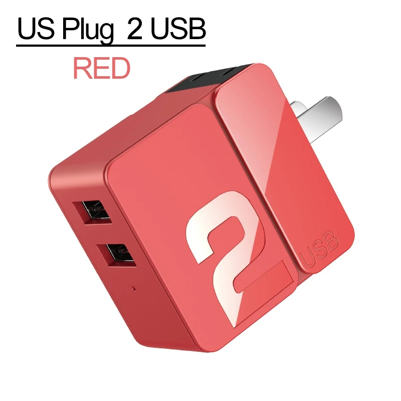 ROCK 4 USB зарядное устройство с двумя портами usb быстрое зарядное устройство EU US вилка Дорожное настенное зарядное устройство для iPhone samsung Xiaomi Мобильные Телефоны Планшеты - Тип штекера: US Plug 2USB Red