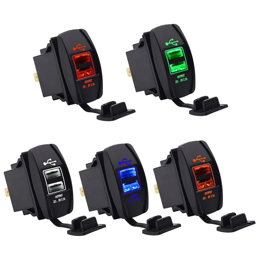 3.1A автомобильное зарядное устройство двойной usb зарядка Ночной светильник светодиодный дисплей Водонепроницаемый Автомобильный интерьер светодиодный светильник 12-24 В аксессуары 5 цветов