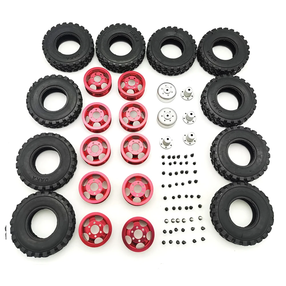 

Metal Six-wheel Drive DIY Modification Wheel Hub Kit Tires Mini Easy Install Simulation Lightweight Rims Spare Parts