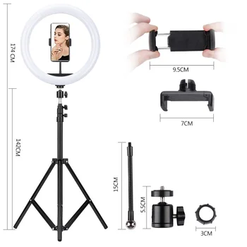 

VEVICE LED Ring Light Dimmable Camera Ring Lamp Metal Tripod M33 Photography Dimmable Video light For Live Youtube Makeup Selfie
