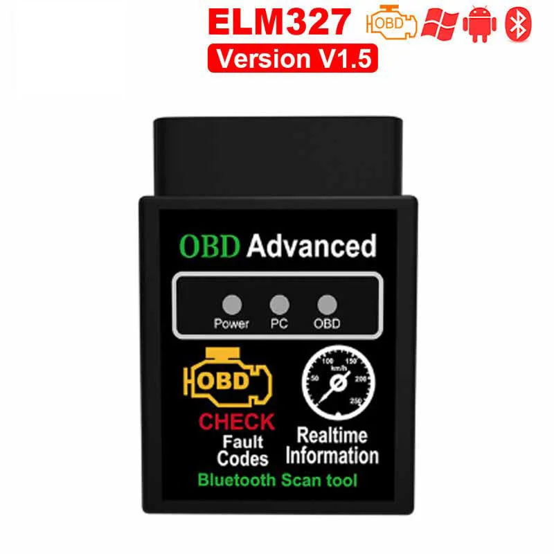 Мини Elm327 Bluetooth2.0 ELM 327 V1.5 OBD2 адаптер OBDII Автомобильный сканер для Android считыватель