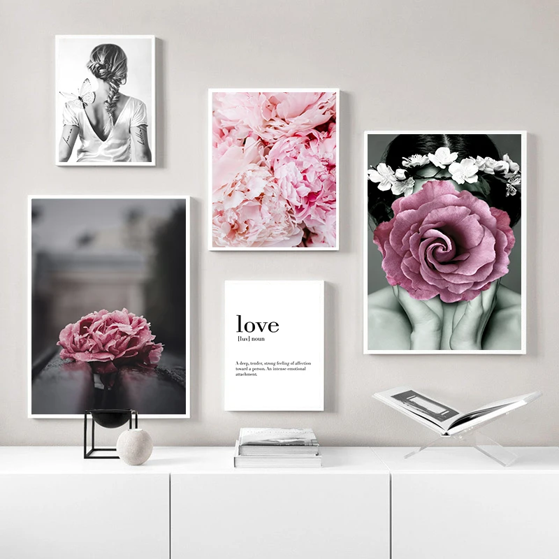 Modern-Abstract-Girl-Wall-Pictures-for-Living-Room-Pink-Peony-Flower-Love-Canvas-Printings-Poster-Decoration