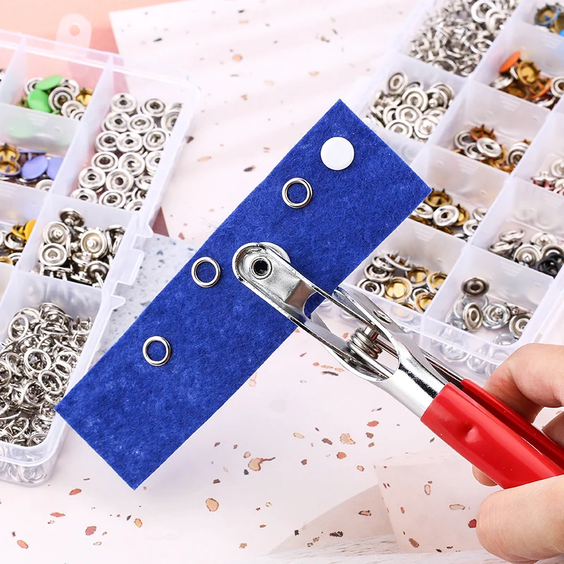 400/800pcs Snap Fasteners Kit Tool, Metal Snap Buttons Rings with Fastener Pliers Press Tool Kit for Clothing Sewing 10 Colors 2
