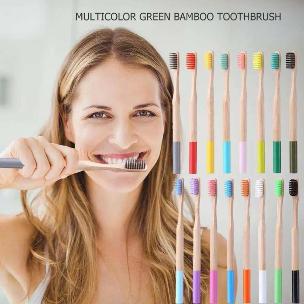 13PC Natural Bamboo Toothbrush 1Eco-Friendly Bamboo Soft Fibre Toothbrush Gradable Teeth Brush Care