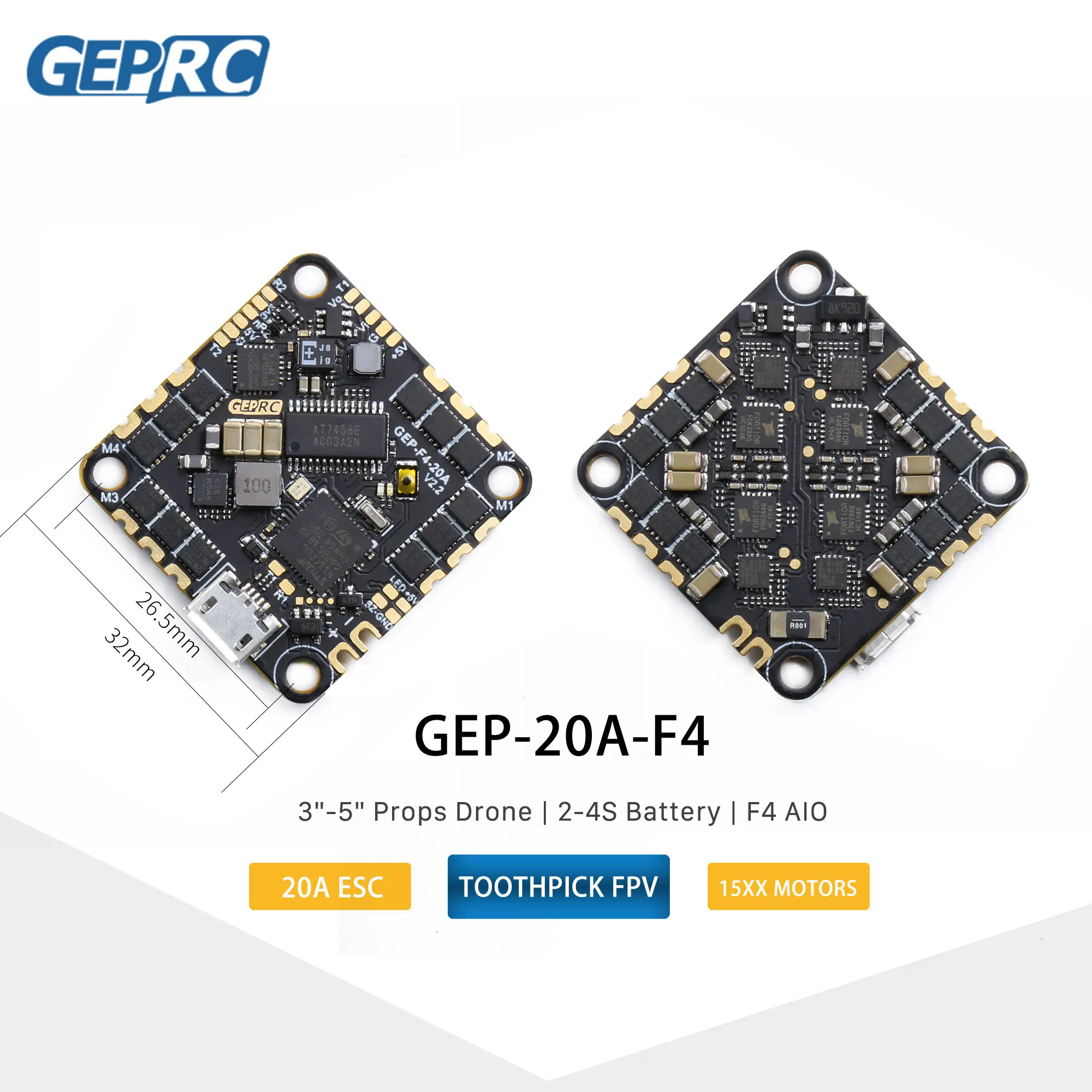 Контроллер полета GEPRC GEP-F4-20A AIO F4 20 А батарея для 4S с поддержкой ESC радиоуправляемых
