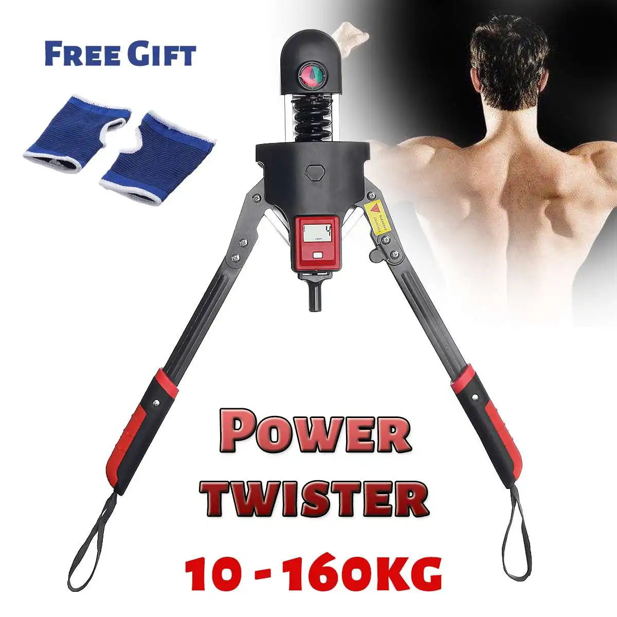 

Hand Gripper Strengths 10~160KG Adjustable Wrist Grip Fitness Chest Expander Digital Display Arm Muscle Power Twister With Glove