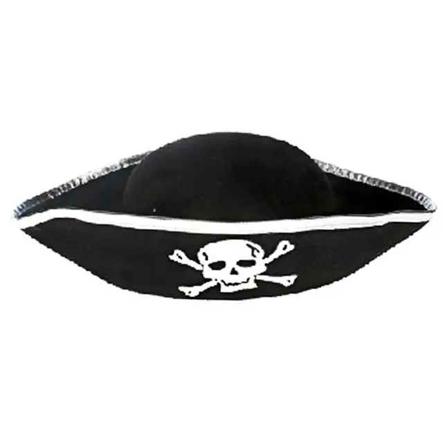 Tri Corner Pirate Hat - Three Cornered Buccaneer Costume Accessory Hat  1