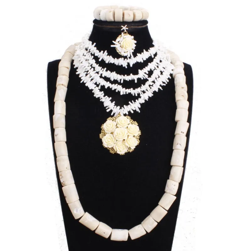 

Dudo 13mm Natural Coral White African Beads Big Bridal Jewelry Sets For Women New Design Nigerian Jewelry Set