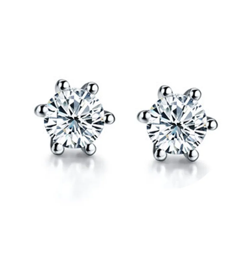 

MADALENA SARARA 0.1ct/0.2ct Diamond Earrings 18K White Gold Made Women Earrings Simple Jewelry