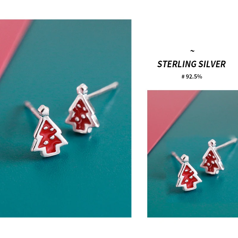 VIVILADY милые женские серьги гвоздики в виде рождественской елки Sterling 925silver jewelry