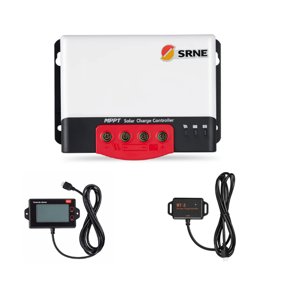 SRNE MC2440N10 40A 12v 24v MPPT Контроллер заряда для 18650 литиевых батарей солнечный регулятор с RM-6 BT-2 lcd Bluetooth - Цвет: MC2440N10SET