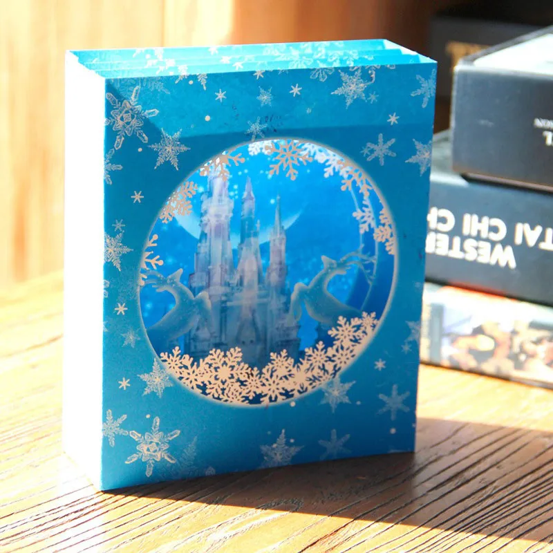  3D Greeting Cards Kids Invitation PostCard Birthday Greeting Cards Handmade Carving Sky-Blue-Snow-I - 4000175441170