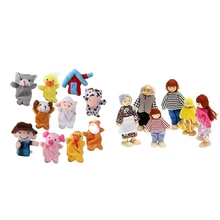 10 шт. Старый Макдональд ферма животные пальчиковые куклы дети предпочитают игрушки и 1 шт. счастливые куклы семья из 6 человек