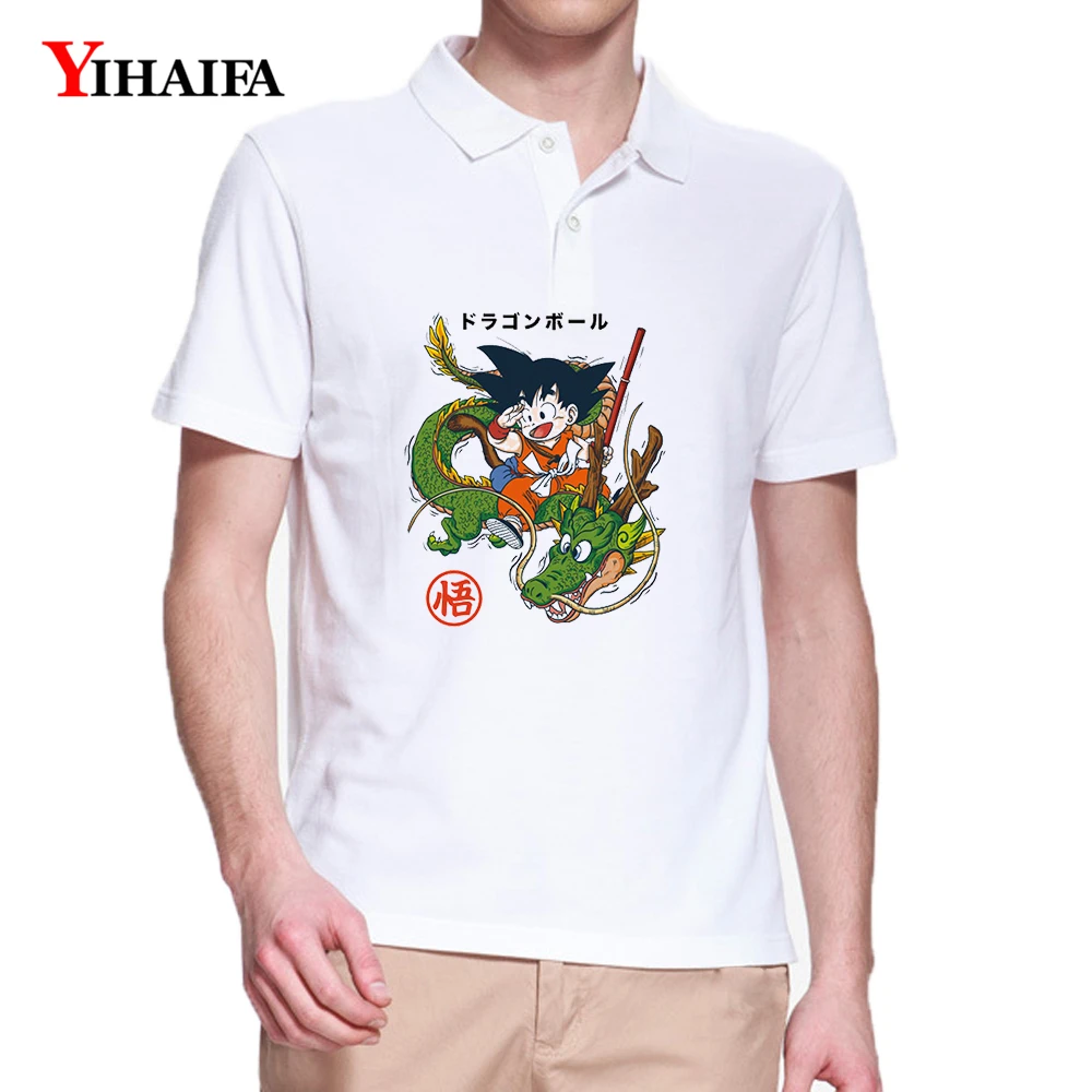 

YIHAIFA Men's Polos Shirt Casual Cartoon Anime Dragon Ball Goku Printed Polo Short Sleeve Shirts Understshirt Tops
