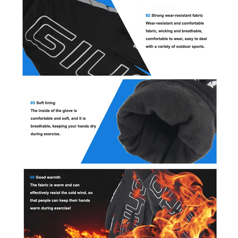 Теплые зимние перчатки унисекс с пальцами теплые спортивные водонепроницаемые
