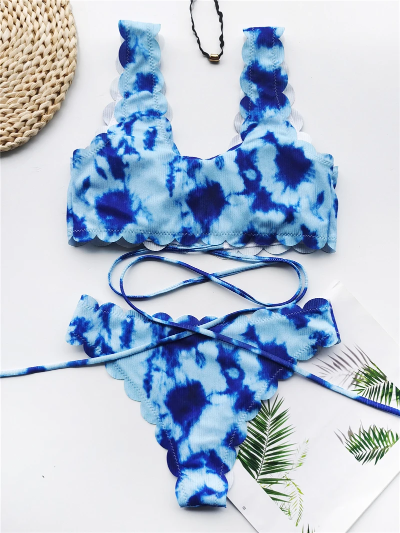 2020 Sexy Bikinis Swimsuit Women Bandage Printing Swimwear Underwire Bikini Set Tie-dye Gradient Bathing Suits Summer Beach Wear