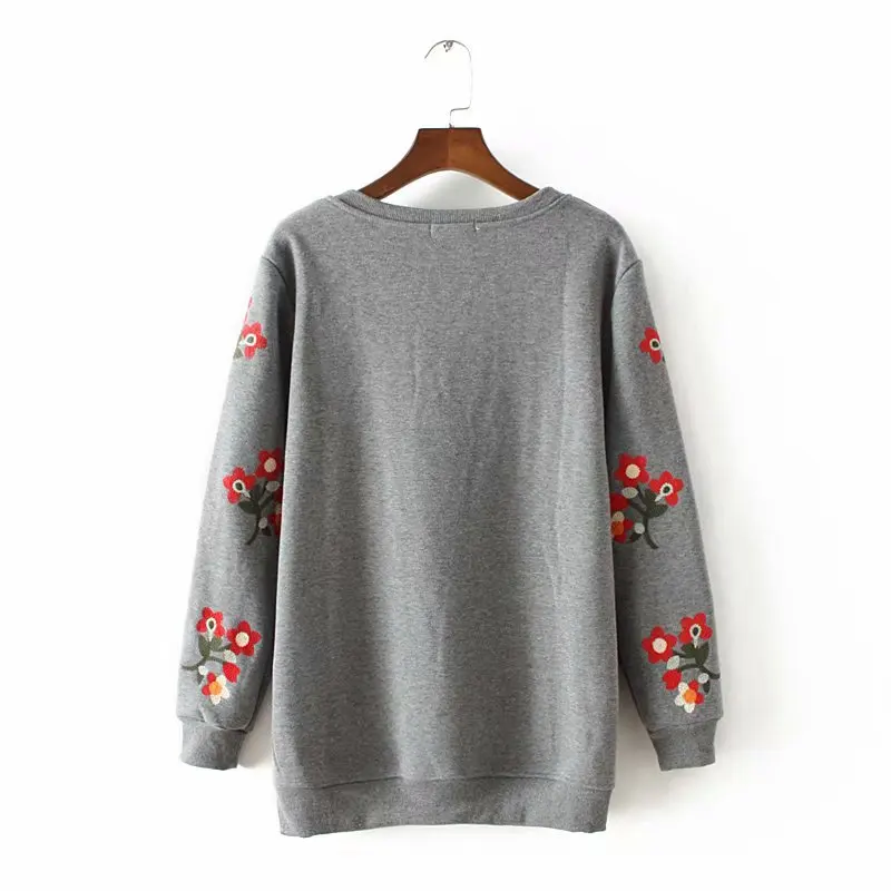  Plus Size XL - 4XL winter Warm Long Sleeve Floral Embroidery Women Big Size Pullovers Hoodies Fleec