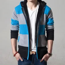 Свитер, пальто для мужчин, зимний толстый теплый кардиган с капюшоном, джемперы для мужчин, полосатая шерстяная подкладка на молнии, флисовые пальто для мужчин