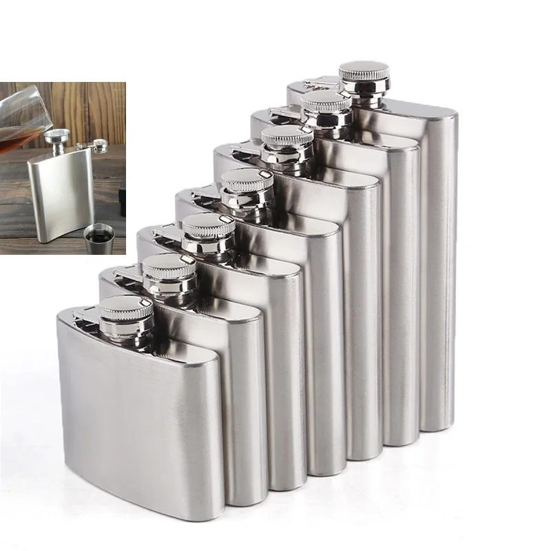 

7 Sizes Capacity 4 5 6 7 8 9 10 oz Mini Stainless Steel Hip Flask Liquor Whisky Alcohol Cap Funnel Drinkware Bottle For Drinker