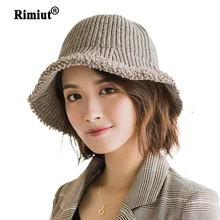 Женская зимняя вязаная Панама шляпа, Круглая Шапочка без полей, кепка теплая Модная шерстяная шапка простая раковина шапки осень зима женские шапки вязанные шапки-бобы