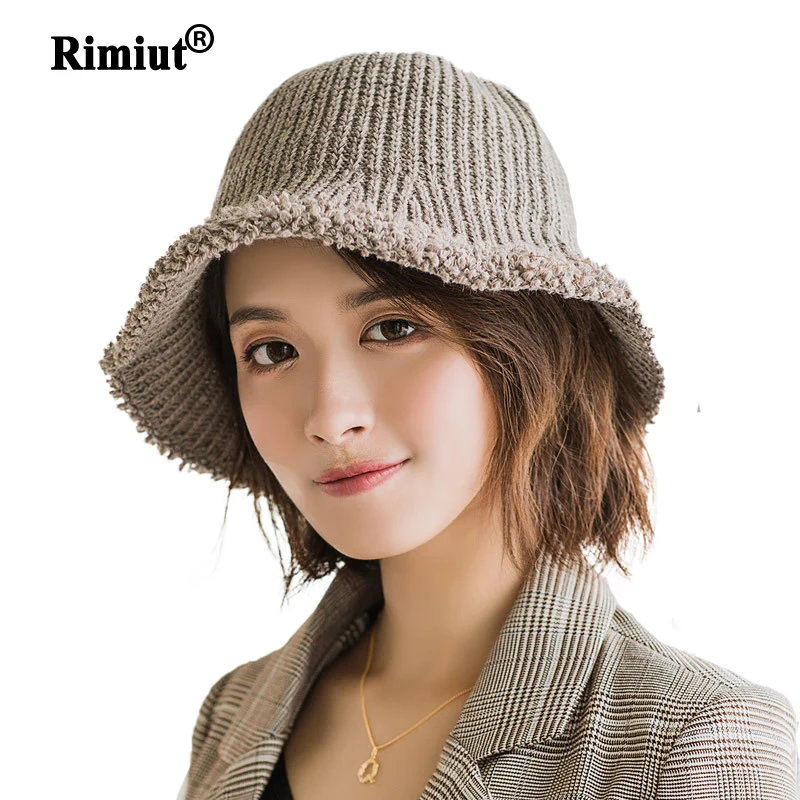 Wanita Musim Dingin Rajutan Ember Topi 