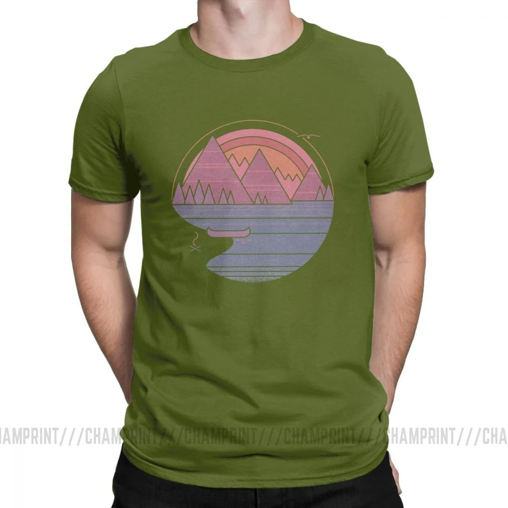 Футболка для походов в горы, Мужская футболка для активного отдыха, отдыха на природе, кемпинга, летняя футболка с круглым вырезом, одежда из хлопка - Цвет: Армейский зеленый