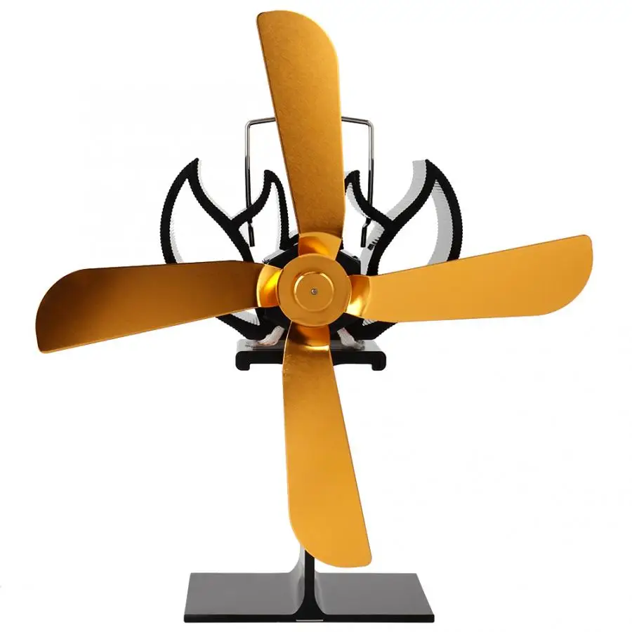 

4 Gold Blades Eco-friendly Fireplace Heat Fan Heat Powered Stove Fan High Quality