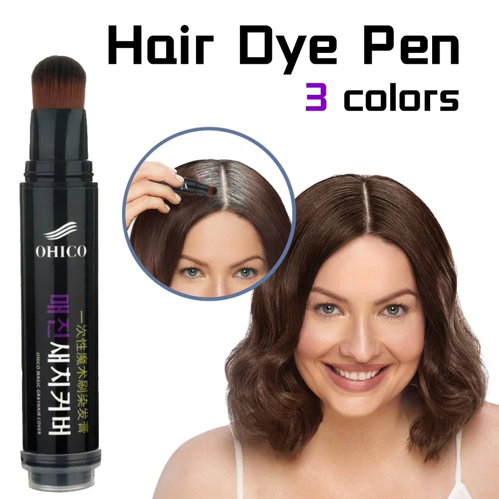 Hair Dye Pen Temporary Hair Color Stick To Cover Gray Hair Root Touch Up  Portable Gray Roots Concealer Black Brown - Adhesives - AliExpress