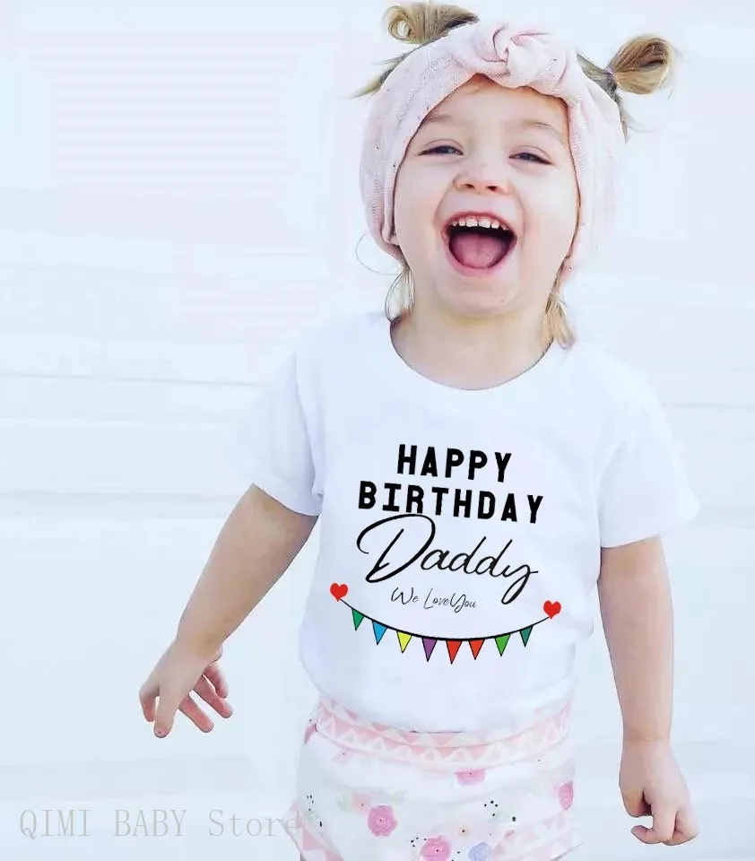 Happy Birthday Daddy Mother and Kids Family Matching Tshirts Clothes Gift to Dad Mom Daughter Son Birthday Party Wear Tshirts 4