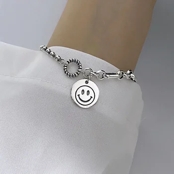 

Punk Vintage 925 Sterling Silver Geometric Charm Bracelet For Women Bracelet &Bangle Wedding Jewelry Birthday Party SL191