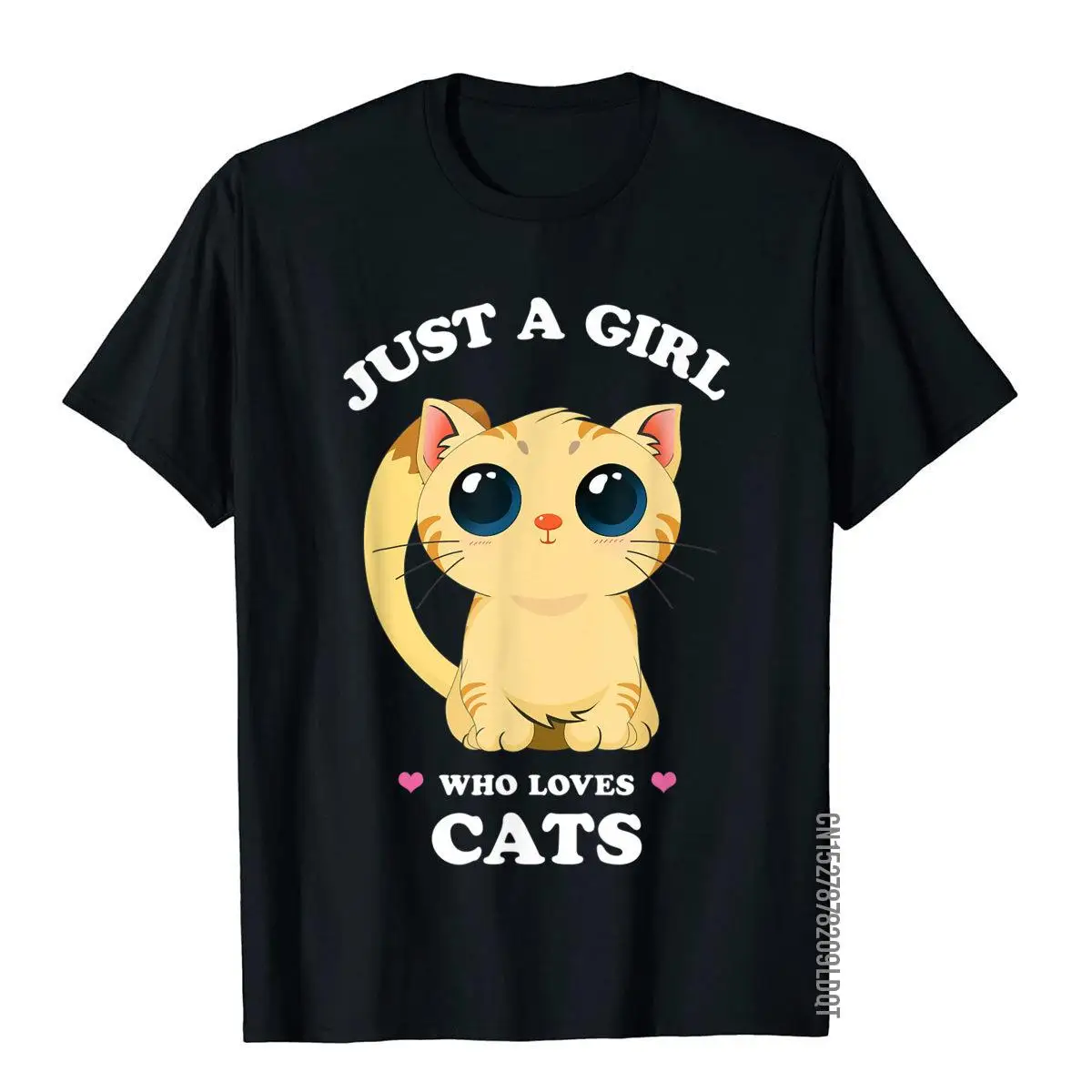 Just a Girl who Loves Cats Funny Spirit Animal Anime Kitten T-Shirt__B8682black