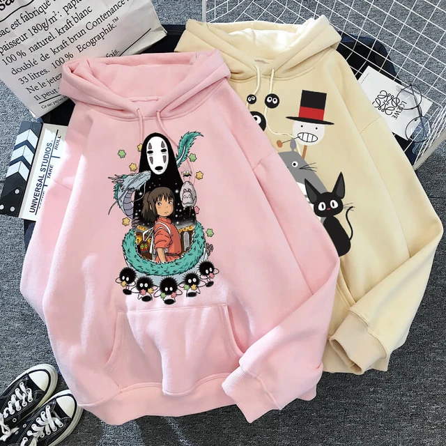 Studio Ghibli Totoro Hoodie Harajuku Japanese Anime Funny Cartoon  Sweatshirts Women Spirited Away Miyazaki Hayao Hoody Oversized - Hoodies u0026  Sweatshirts - AliExpress