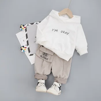 

Children's wear 2020 new sportswear hooded long-sleeved two-piece baby monogram hoodie