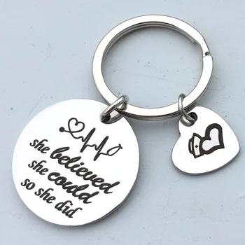 

Hot Sales Stainless Steel Key Ring Nurses Holiday Graduates Gift She Believed She Could