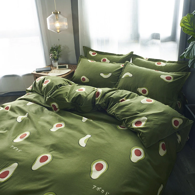 

Yimeis Bed Linen Set 3d Avocado Full Size Bedding Sets Polyester Queen Size Bed Sheets Set