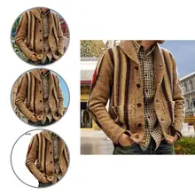 

Fabulous Men Coat Lapel British Style Thermal Ribbing Cuff Men Sweater Coat Autumn Coat Men Coat