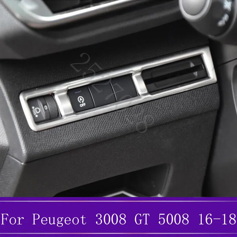 Подходит для peugeot 3008 GT 5008 ABS Серебристые Автомобильные фары переключатель управления декоративная рамка чехлы автомобильные внутренние аксессуары