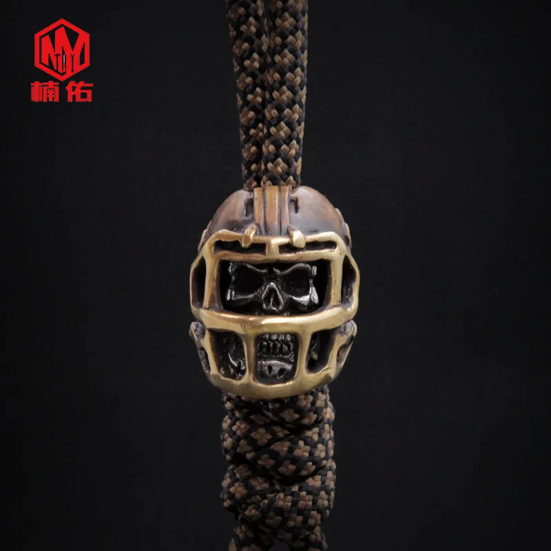 1PC Skull Rugby Hat Football cap Reteo Bronze Tibetan Silver EDC Paracord Beads Umbrella Rope Cord Lanyard Pendants Knife Beads