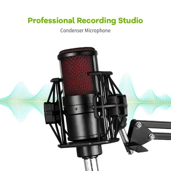 Micrófono de grabación profesional para estudio, condensador de 3,5mm para PC, ordenador con soporte, montaje de choque, para juegos de YouTube 1