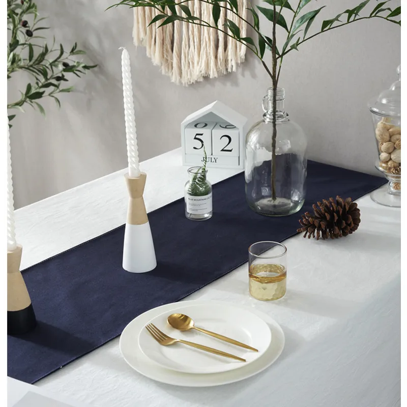 Minimalist white pleated cotton tablecloth Hotel Wedding Restaurant dining table cloth Cover towel Cloth