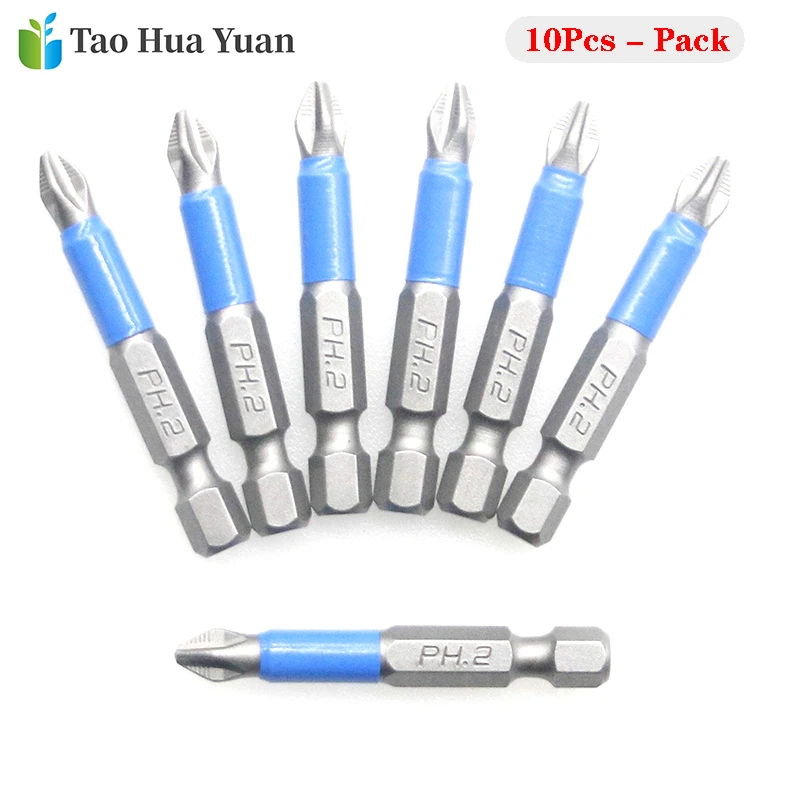 

Электрические противоскользящие электроинструменты, аксессуары для ремонта, дрель, отвертка 50 мм, 10 шт., набор магнитных отверток PH2 AA