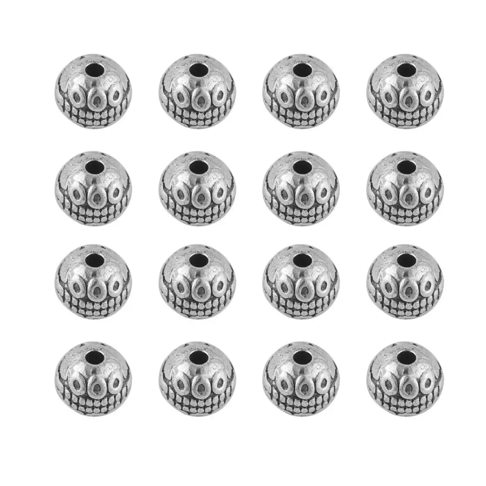

20pcs Big Hole Beads Spacer Bead for DIY Jewelry Making Charms Bracelet Charm Beads Round European Charms Antique Silver Beads