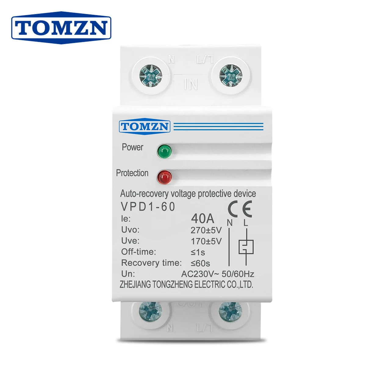 Nitrip 2P 40A Automatic Reconnect Recovery Over & Under Voltage Relay Protective Device Nitrip 2P 40A Automatic Reconnect Recovery Over & Under Voltage Relay Protective Device