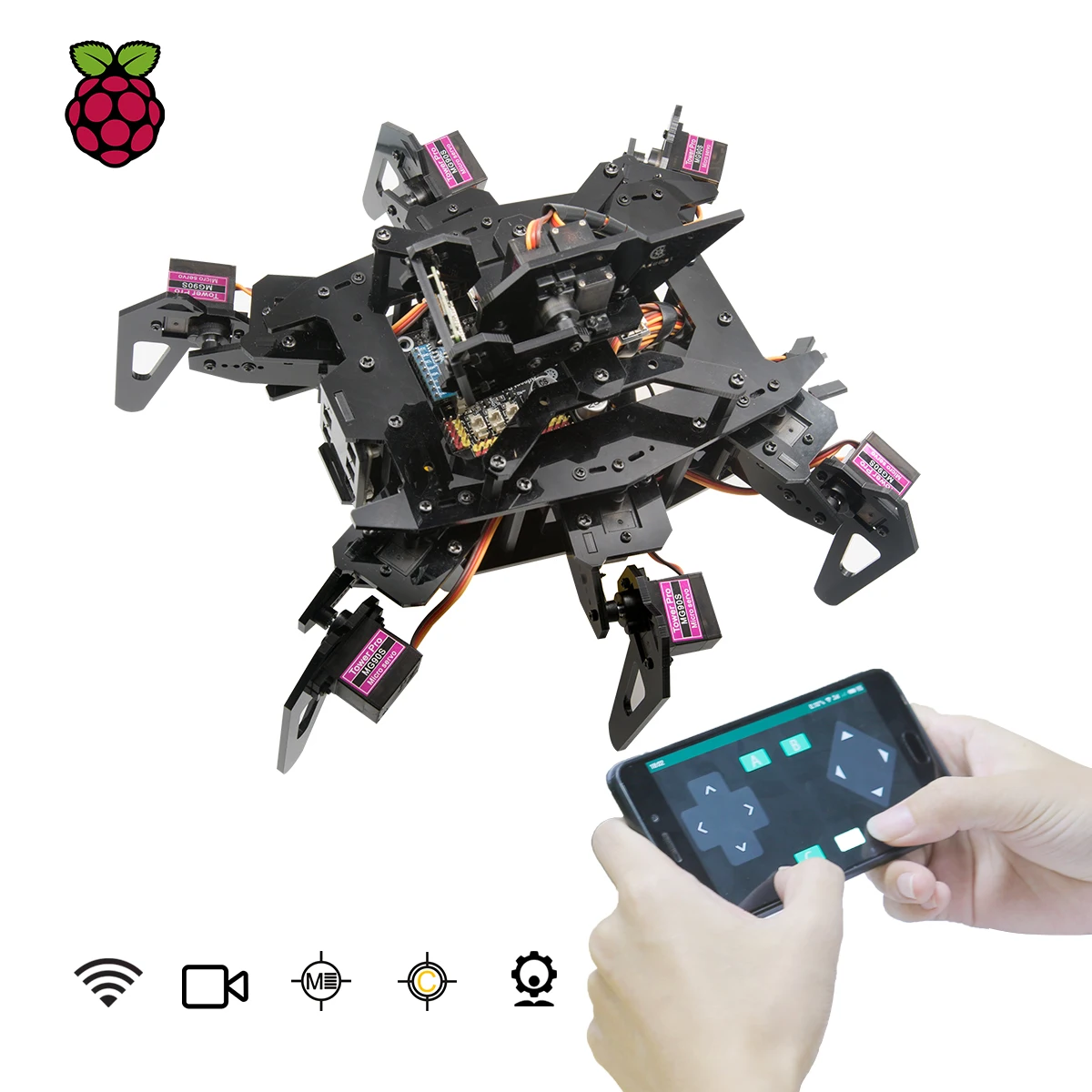 Adeept RaspClaws Hexapod Spider Robot Kit for Raspberry Pi, STEAM Crawler Robot, (Raspberry Pi board not included)