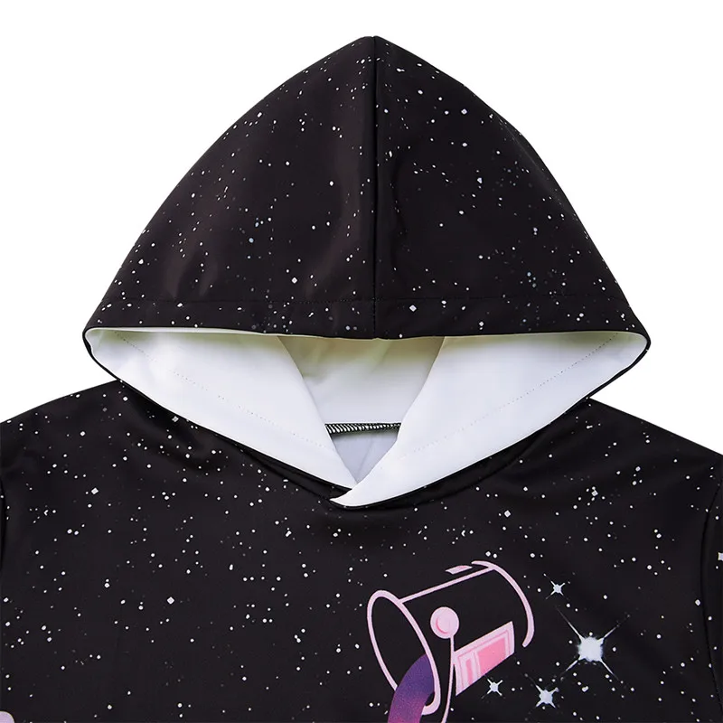 Детские худи для мальчиков и девочек, одежда, модный детский свитер с капюшоном с 3D принтом «молоко, космос, Галактика», пуловеры для детей 6, 8, 9, 10, 12 лет