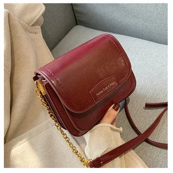 

Autumn and Winter 2019 New Women's Bag Small Square Bag Single Shoulder Retro Letter Slant Span Bag Purses and Handbags