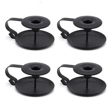 

4Pcs/set Iron Plate Candle Lantern Holders Votive Candlesticks Wedding Table Centerpieces for LED and Wax Candles Gold Black