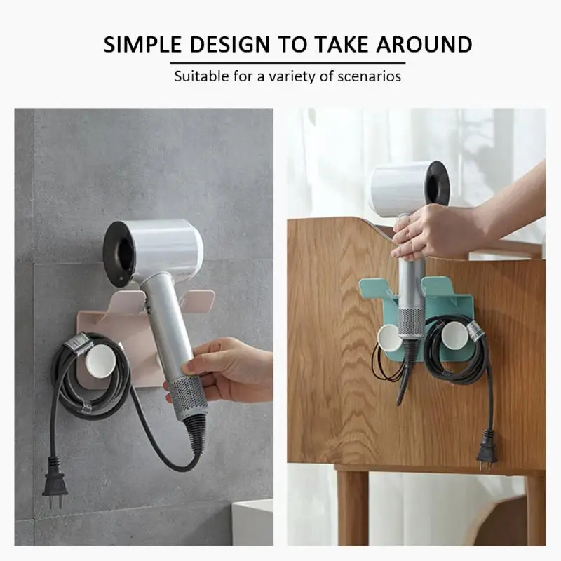 Innovative Multi-purpose Wall Mounted Hair Dryer Rack ABS Bathroom Shelf Storage Hairdryer Holder