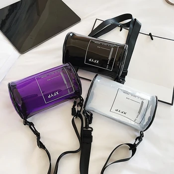 

Casual Women's Bag 2020 new fashionable transparent cross-body Boston Bag Instagram super popular one-shoulder jelly bag